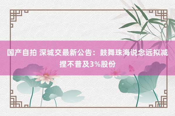 国产自拍 深城交最新公告：鼓舞珠海说念远拟减捏不普及3%股份