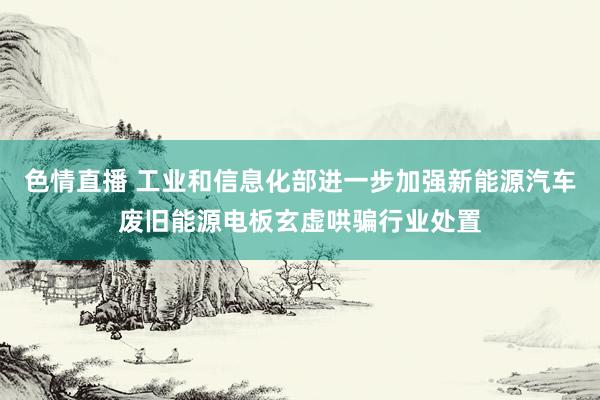 色情直播 工业和信息化部进一步加强新能源汽车废旧能源电板玄虚哄骗行业处置